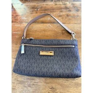 Michael Kors Women's Brown‎ Logo Leather LG Wristlet